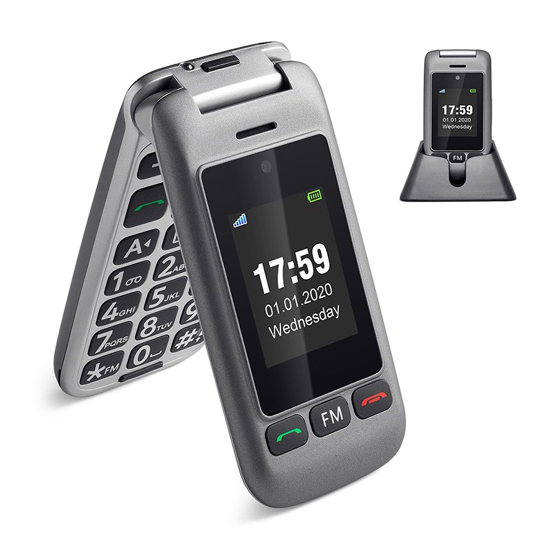 Artfone G6 dual LCD 3G flip senior phone Telephone for the elderly